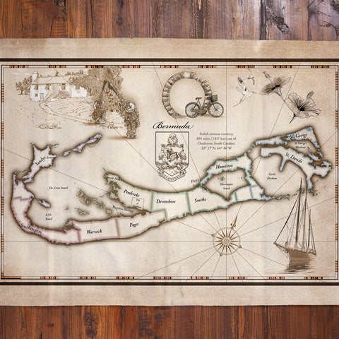 Bermuda Map Tea Towel