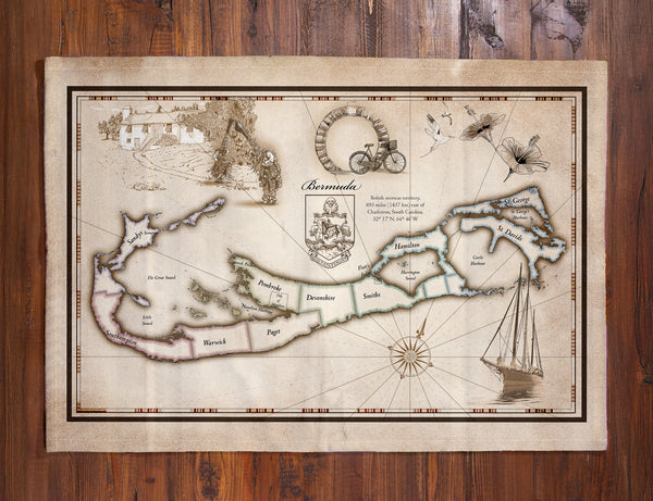 Bermuda Map Tea Towel